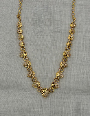 Influtive Traditional Wedding Wear Necklace/Jewellery Set For Women and Girls Cubic Zirconia Gold-plated Plated Brass Necklace Set