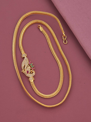 crystal fashion store Amreican Diamond Gold Plated 24 Inch Copper Mugappu Chain For Women and Girls Diamond Gold-plated Plated Copper Chain