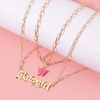 TheVineGirl Latest Stylish Multilayer Metal Chain Pendant Necklace for Women Gold-plated Plated Alloy Necklace