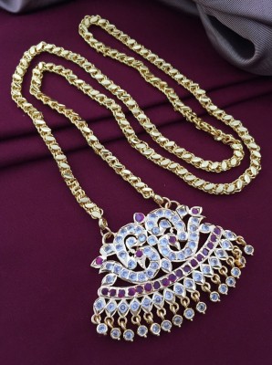 PBM CREATIONS Gold plated Covering Impon 5 Metal/ 5 pon chain dollar ad cz stones long big Gold-plated Plated Copper Chain Set