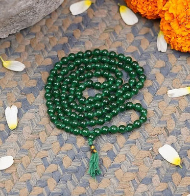 Devlink Original Green Hakik Jaap Mala | 108+1 Authentic Green Agate Beads - 6MM Beads Stone Chain
