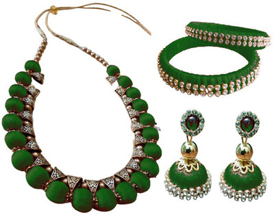 SCFPKPR Stone, Dori Green Jewellery Set(Pack of 3)