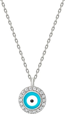 Silberry Silver Round Evil Eye Necklace Rhodium Plated Sterling Silver Necklace