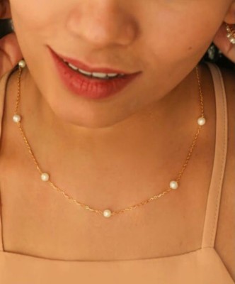 LEEJIFASHION Pearl Gold-plated Plated Brass Chain