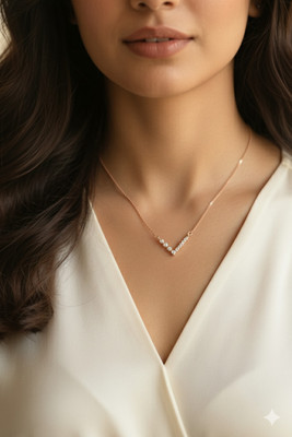 NARBADA V shape necklace Cubic Zirconia Gold-plated Plated Brass, Alloy Necklace