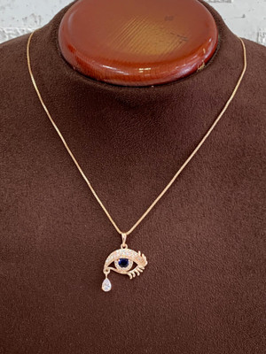 Hitarth Fashion Jewellery HFJ Diamond EvilEye Neckclae Chain For Girls Diamond Stainless Steel Necklace