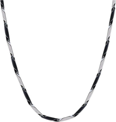 Shree Ju Stylish Rice Seed Design Silver Black Chain For Men Women Unisex Sterling Silver Plated Stainless Steel Chain