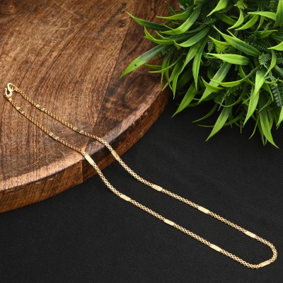 AanyaCentric 22 inches Long Everyday Wear Necklace Mala Gold-plated Plated Brass Chain