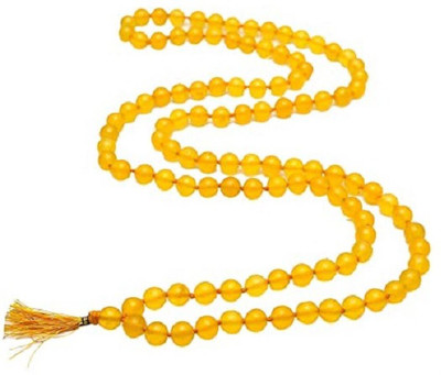 UROOH Yellow hakik mala 108 Beads Original Stone Chain