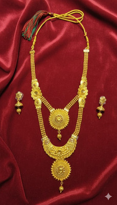 Priya International Gold brass necklace set Gold-plated Plated Brass Necklace Set