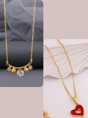Dressberry Elegant new charms Set of 2 Necklace chain for Girls and Women Gold-plated Plated Brass Chain