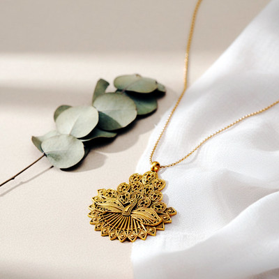 Purnima Traditional Peacock Design Gold-Plated Necklace for Women Gold-plated Plated Copper Chain Set