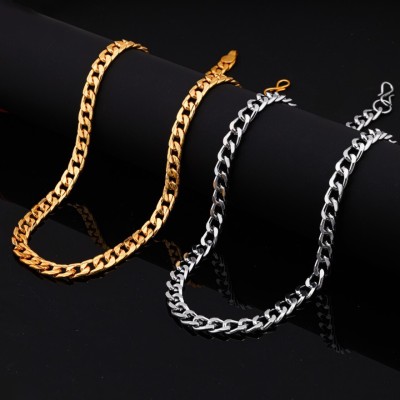 JDN WORLD 2 CHAIN COMBO 1 GOLD 1 SILVER FOR BOY MEN Silver, Gold-plated Plated Alloy Chain