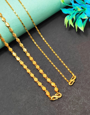 Divyanshi Collection Combo Of 2 Stylish One Gram Gold Plated Designer Chain Gold-plated Plated Brass Chain