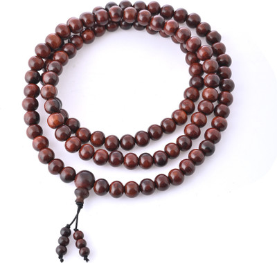 VARENYA ARTS Unisex Original Red 108 Beads Jaapmala 10MM Meditation Pooja Chain Sandalwood Beads Wood Chain