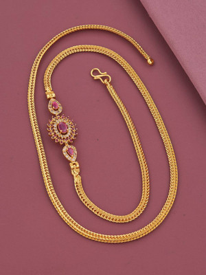 crystal fashion store Amreican Diamond Gold Plated 24 Inch Copper Mugappu Chain For Women and Girls Diamond Gold-plated Plated Copper Chain