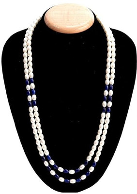 Aamrapali Silver Gems Double Line Strand Pearl Necklace Beads, White and Multicolores Jewellery Set Jade Gold-plated Plated Alloy Necklace