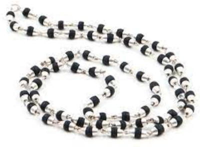 DvR ClicK Capping/ Original Tulsi mala set in Silver (Size: 2mm, Length: 24 inches) Brass Plated Wood Chain