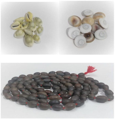 SHRI ASTHA VINAYAK Kamal Gatta Lotus Seeds Mala 108 +1 Beads, 11 Gomati Chakra & Yellow Laxmi Kaudi Wood Chain SHRI ASTHA VINAYAK Kamal Gatta Lotus Seeds Mala 108 +1 Beads, 11 Gomati Chakra & Yellow Laxmi Kaudi Wood Chain