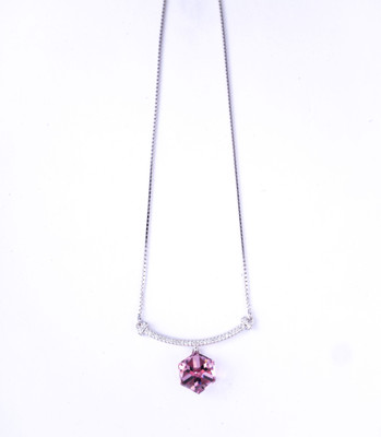 STORKSTONE Pink Star 925 Silver Pendant Necklace Zircon Rhodium Plated Sterling Silver Necklace