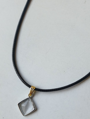 Mahitex Silver Square Pendant - Black Cord Necklace Alloy Necklace