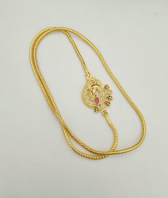 Kowsalya Gold Covering WOMAN MUGAPPU CHAIN Diamond, Emerald, Ruby Gold-plated Plated Brass Chain