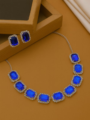shankhraj mall Metal Silver Blue Jewellery Set(Pack of 1)