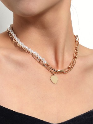 YELLOW CHIMES Pearl Metal Necklace