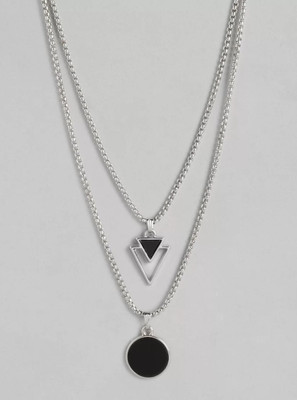 Harsh Enterprises unisex set 2 oxidised pendants with chains Silver Plated Stainless Steel Necklace
