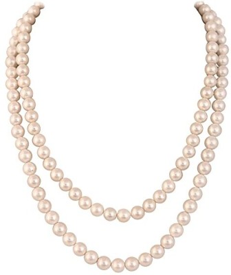 suvarn Two Line Handmade White Culture Pearl Beautiful and Attractive Necklace Pearl Stone Necklace