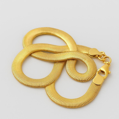 Da Vinci Gold Plated Snake Chain Necklace | Lightweight Daily Wear Jewellery for Women Gold-plated Plated Stainless Steel Chain