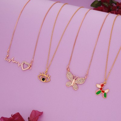 brado jewellery Different pendant chain necklace for women and girls Gold-plated Plated Brass Necklace