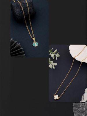 Dressberry SET OF 2 PENDANT CHAIN FOE GIRLS AND WOMEN Gold-plated Plated Brass Necklace Set