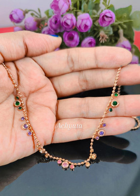 Achyuta anti Tanique stainless Crystal Gold-plated Plated Brass Chain