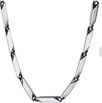R JEWELS Dazzling Silver Color Solid Titanium Plated SS Chain 18 Inch Silver Plated Brass Chain