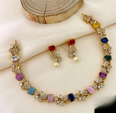 Rangrozo Jewellery Brass, Alloy Gold-plated Gold Jewellery Set(Pack of 1)