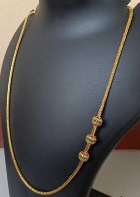 RJ FASHION MUGAPPU THALI CHAIN Cubic Zirconia Gold-plated Plated Alloy Chain