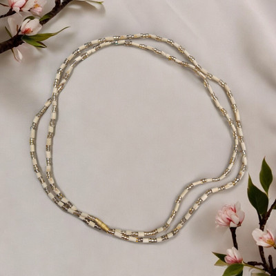 BRAJSTORE Tulsi Kanthi Mala 2 Round with Tulsi Beads & Crystal Beads Wood Chain