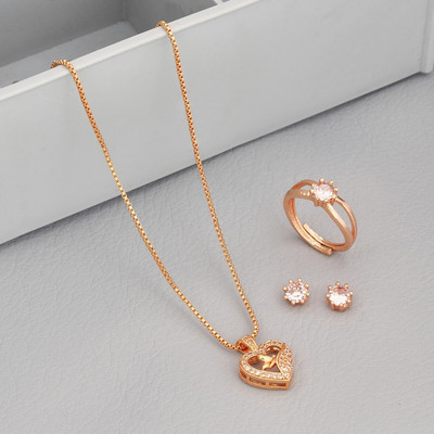 Radheshyam Creation Alloy Gold-plated Rose Gold Jewellery Set(Pack of 4)