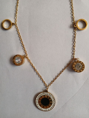 Krijas Rose Quartz, Crystal Gold-plated Plated Oxidised Silver Chain Set