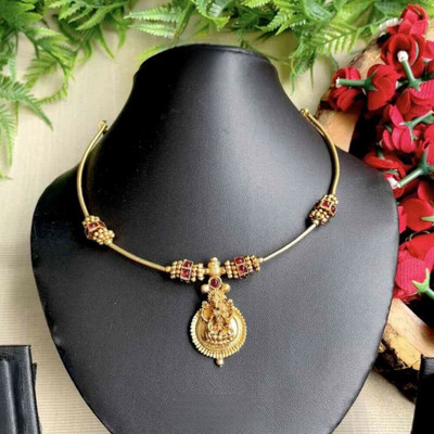 Influtive Traditional Wedding Wear Necklace/Jewellery Set For Women and Girls Cubic Zirconia Gold-plated Plated Brass Necklace Set