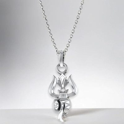 Senroar Men Fashion Lord Shiva Trishul Pendant/Locket for Men & Women Silver Plated Sterling Silver Chain