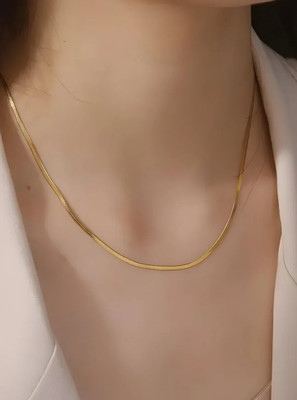 R S COLLECTION Anti tarnush snake chain Gold-plated Plated Stainless Steel Chain