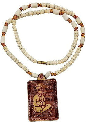 Tigeto Shri Bageshwar Balaji Dham Tulsi Mala With Wooden Hanuman ji locket Wood Chain