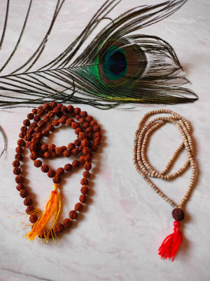 Vanishree World Combo pack of rudraksha and tulsi mala for wearing and puja purpose Wood Chain