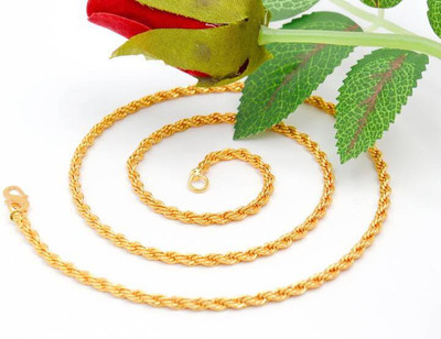 Cheravpra 1 gram High Quality Indian Polished “20” Inches Gold Chain for Men and boy Gold-plated Plated Alloy Chain