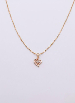Gleve Gold Plated Heart Shape Pendent Necklace Chain / Heart Charm Necklace For Women Crystal Gold-plated Plated Stainless Steel Necklace