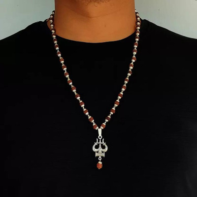 SOTNIX Rudraksha Mala with silver big trashul Gold-plated Plated Brass Chain
