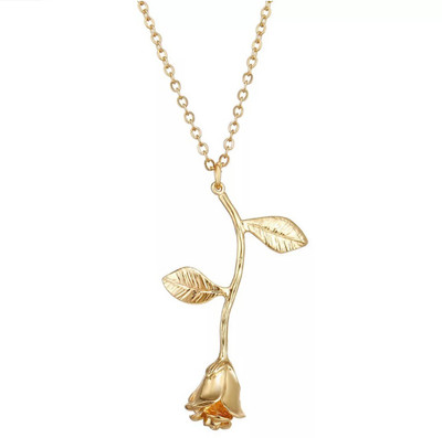 Vembley Single Layered Golden Rose Pendant Necklace Gold-plated Plated Alloy Necklace