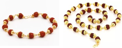 IGA COLLECTION Combo Rudraksha Mala 45 Beads & 12 Beads Bracelet Gold-plated Plated Stainless Steel Necklace Set